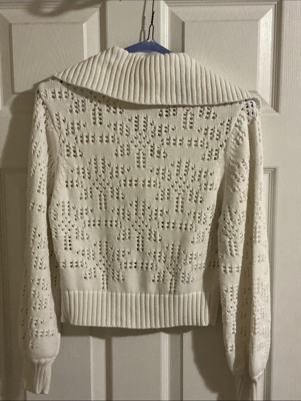 Cleobella Cream Open-Knit Button Cardigan with Wide Collar - Picture 4 of 5